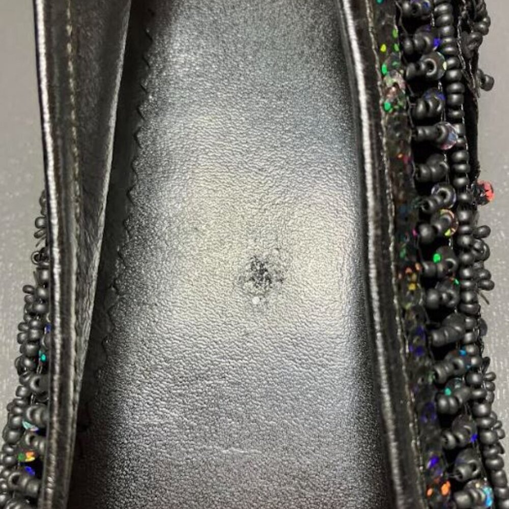 Naughty Monkey Flat Ballet-Style Sequin-Covered Shoes with Ties Size 8.5 EUC - Picture 8 of 11